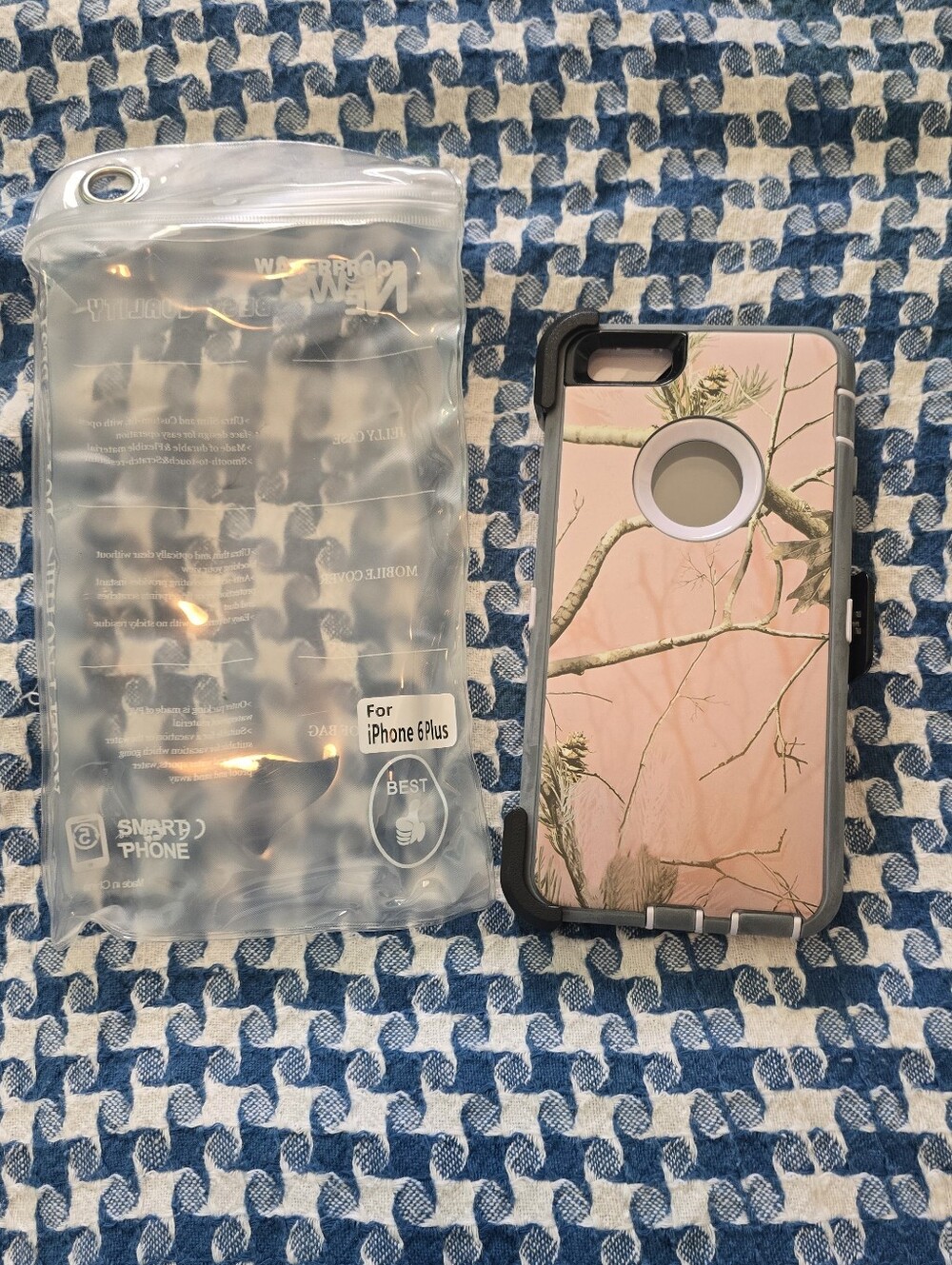 Heavy-duty, camouflage-patterned phone cases, such as the OtterBox Defender